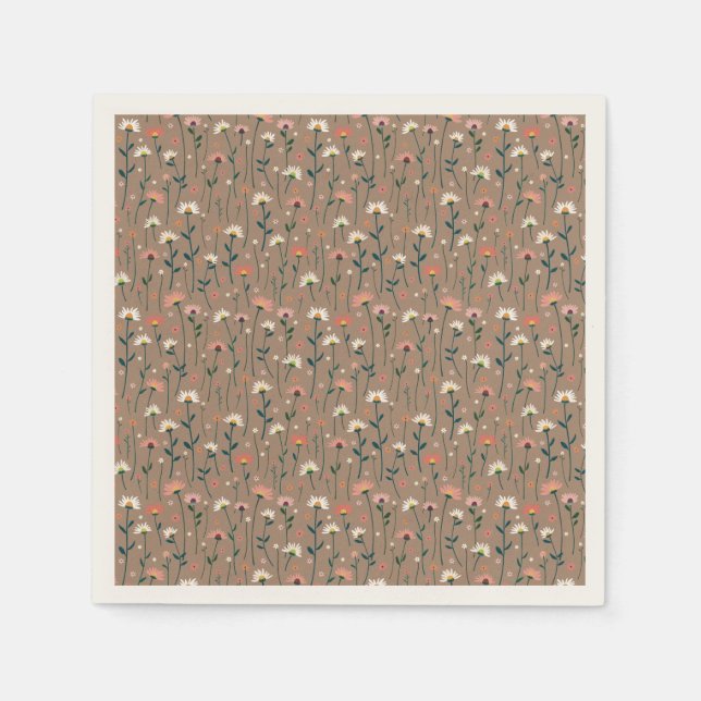 Boho Chic Modern Wildflower Baby in Bloom Shower  Napkins (Front)