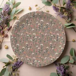 Boho Chic Modern Wildflower Baby in Bloom Shower  Paper Plates