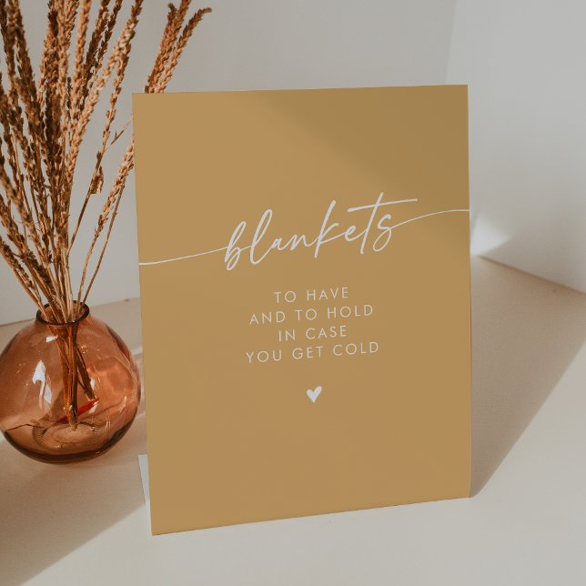 Boho Chic Modern Yellow Marigold Blanket Wedding Pedestal Sign (Creator Uploaded)