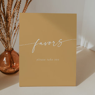 Boho Chic Modern Yellow Marigold Wedding Favors Pedestal Sign