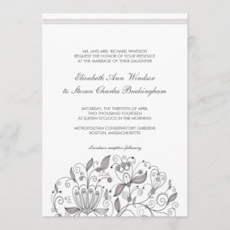 BOHO Chic Monochromatic Taupe Garden Wedding Invitation