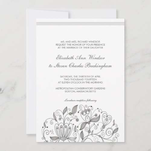 BOHO Chic Monochromatic  Taupe Garden Wedding Invitation