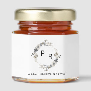 Boho Chic Monogram Wedding Honey Jar Favors