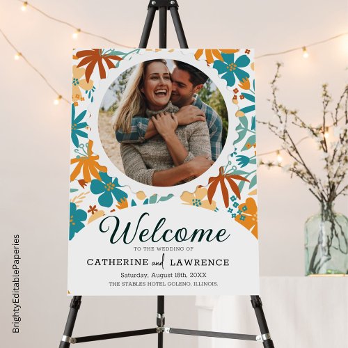 Boho Chic Multicolor Abstract Bright Welcome Sign 