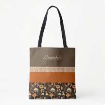 Boho-Chic Mushroom Pattern Tote Bag