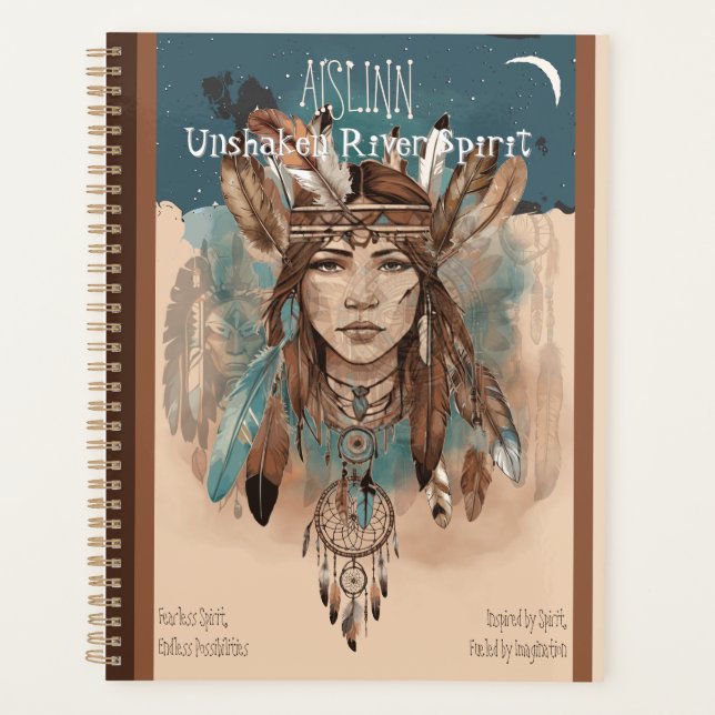 Boho Chic Native Spirit -Feathers, Dreamcatchers Planner (Front)
