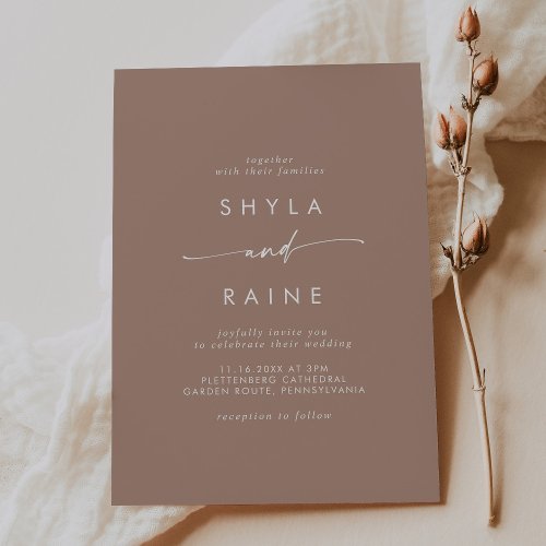 Boho Chic Neutral Taupe Casual Wedding Invitation