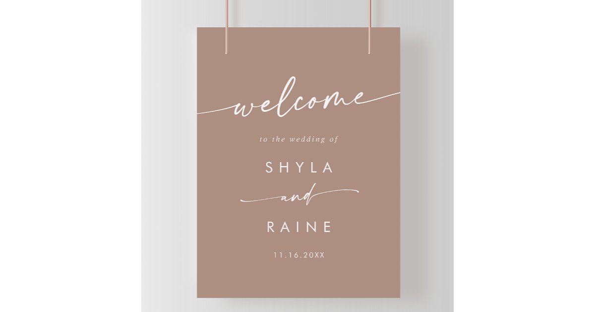 Boho Chic Neutral Taupe DIY Wedding Welcome Sign | Zazzle