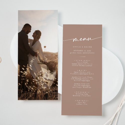 Boho Chic Neutral Taupe Photo Wedding Menu