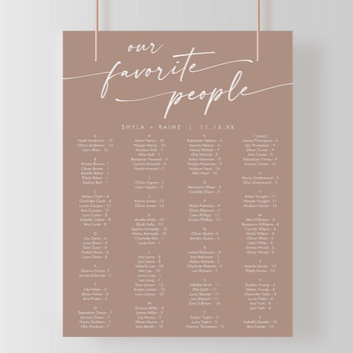 Boho Chic Neutral Taupe Printable Seating Chart