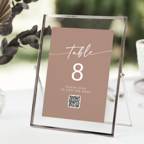 Boho Chic Neutral Taupe QR Code Table Numbers