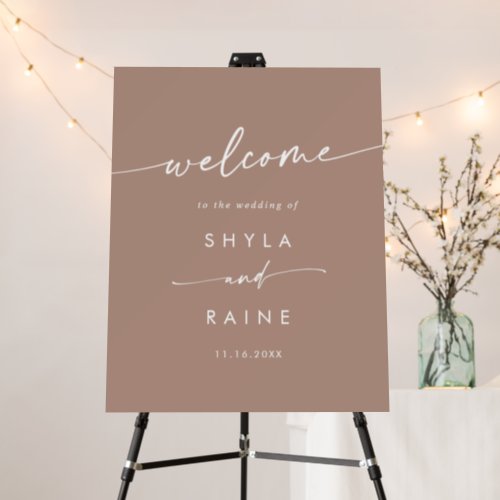 Boho Chic Neutral Taupe Wedding Welcome Sign