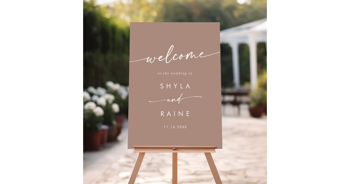 Boho Chic Neutral Taupe Wedding Welcome Sign | Zazzle