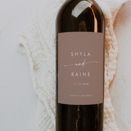 Boho Chic Neutral Taupe Wedding Wine Labels