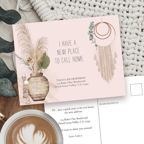 Boho Chic New Place to Call Home Moving Announcement Postcard