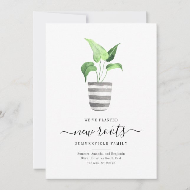 Boho Chic New Roots We've Moved Botanical Moving (Front)