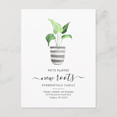 Boho Chic New Roots Weve Moved Botanical Moving Announcement Postcard