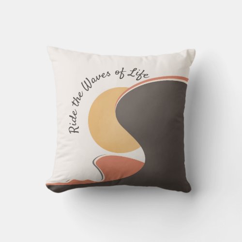 Boho Chic Ocean Waves and Beachy Vibes with Quote Throw Pillow