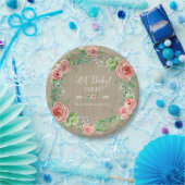 BOHO Chic Oh Baby Girl Shower Wood Watercolor Paper Plates (Party)