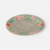 BOHO Chic Oh Baby Girl Shower Wood Watercolor Paper Plates (Angled)