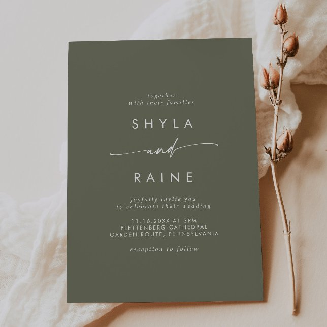 Boho Chic Olive Green Casual Wedding Invitation (Creator Uploaded)