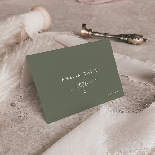 Boho Chic Olive Green Guest Name Place Cards