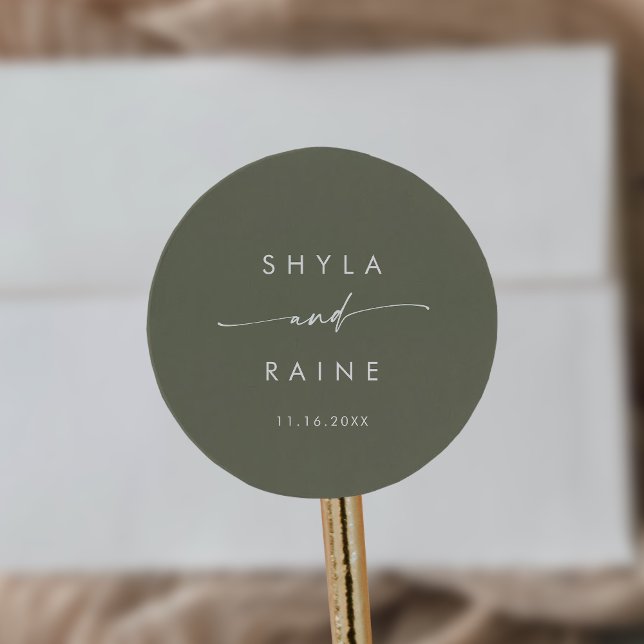 Boho Chic Olive Green Names Envelope Seals (Creator Uploaded)