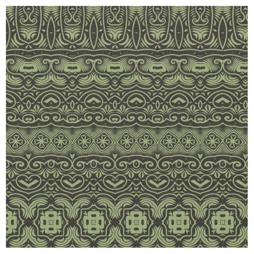 Boho Chic Olive Green Pattern Fabric