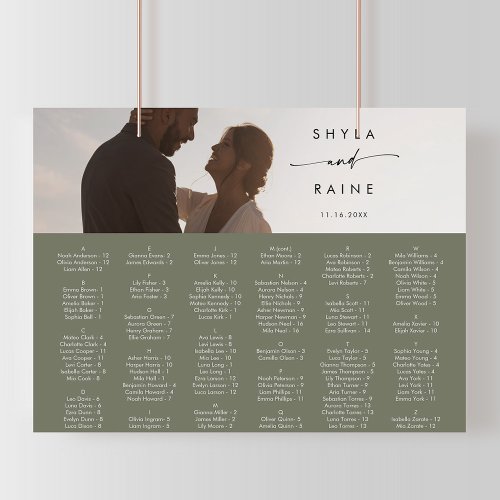 Boho Chic Olive Green Picture Seating Chart