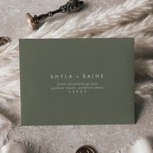 Boho Chic Olive Green Self-Addressed RSVP Envelope