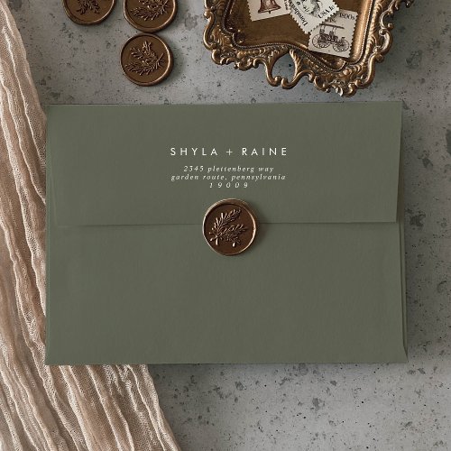 Boho Chic Olive Green Wedding Envelopes