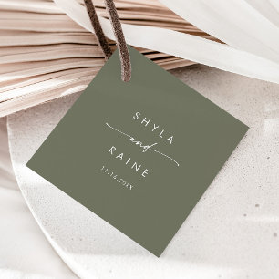 Boho Chic Olive Green Wedding Favor Tags