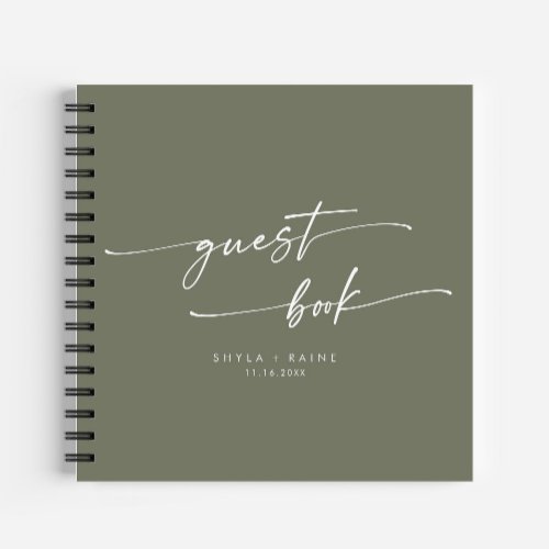 Boho Chic Olive Green Wedding Guest Book