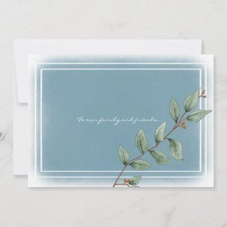 Boho Chic Orange and Cream Flower Smokey Blue Wash Thank You Card