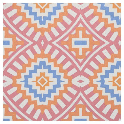 Boho Chic Orange Pink Yellow Ethnic Geometric Fabric
