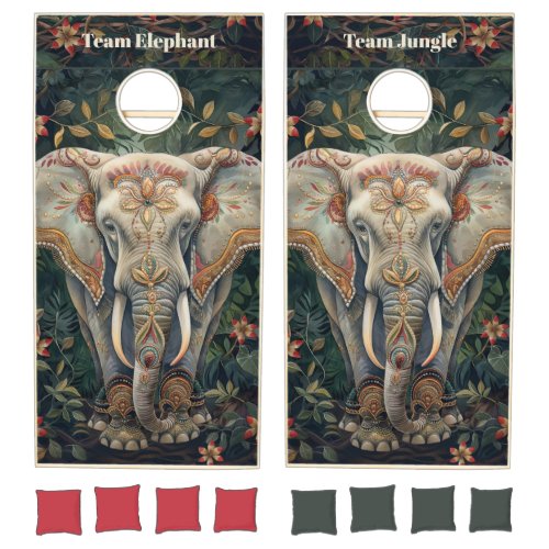 Boho Chic Painted Elephant Bohemian Wedding Cornhole Set