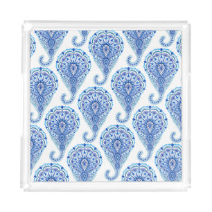 Boho Chic Paisley Seamless Oriental Acrylic Tray