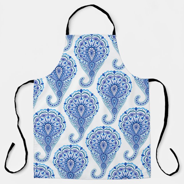 Boho Chic Paisley Seamless Oriental Apron (Front)