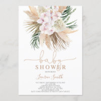 Boho chic Pampas Grass Baby Shower Invitation