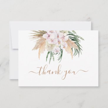Boho Chic Pampas Grass dried palms thank you Note Card
