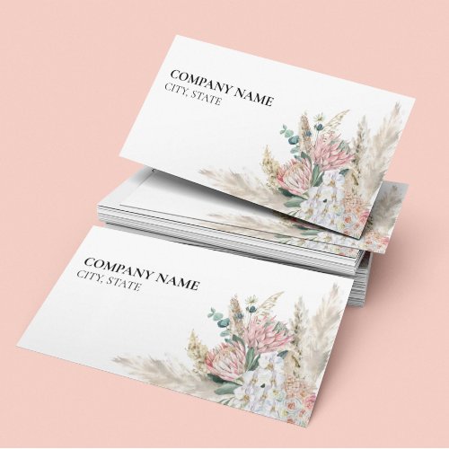 Boho Chic Pampas Grass Floral Watercolor Business Card