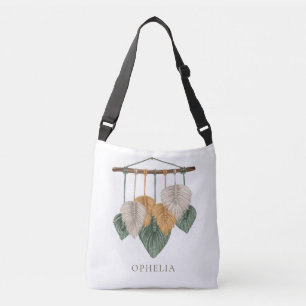 Boho Chic Pampas Grasses Name Crossbody Bag