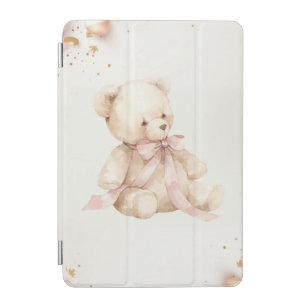 Boho Chic Pastel Pink and Brown Teddy Bear iPad Mini Cover