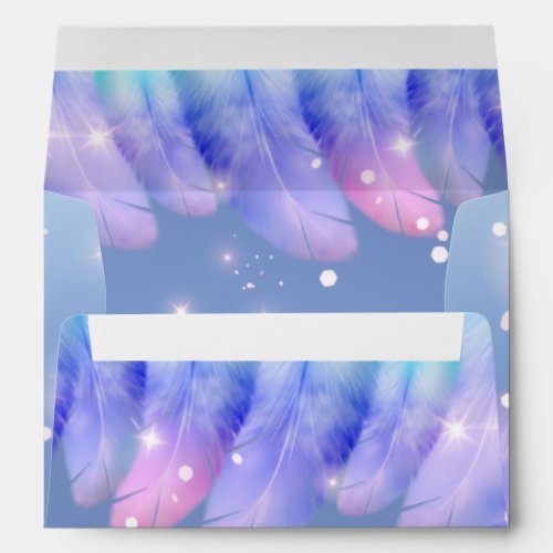 Boho Chic Pastel Purple Pink Feathers Sparkles Envelope