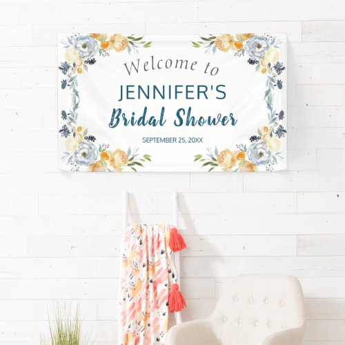 Boho Chic Peach Floral Bridal Shower Welcome Banner