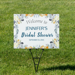 Boho Chic Peach Floral Bridal Shower Yard Sign