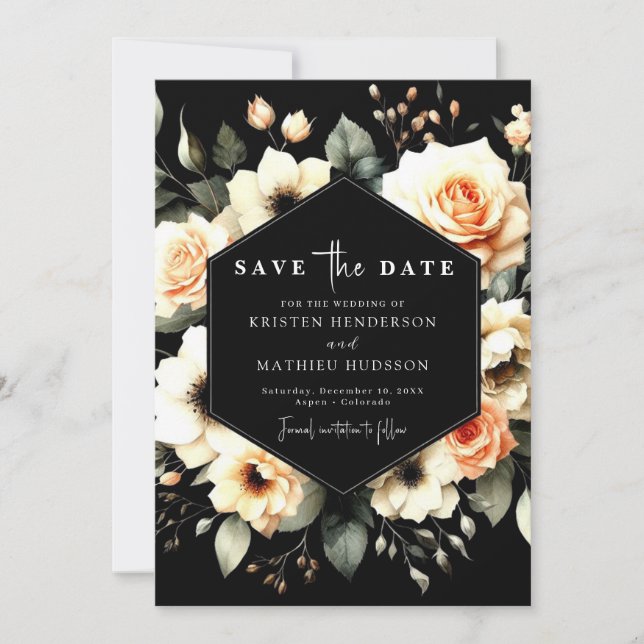 Boho Chic Peach Wedding  Save The Date (Front)