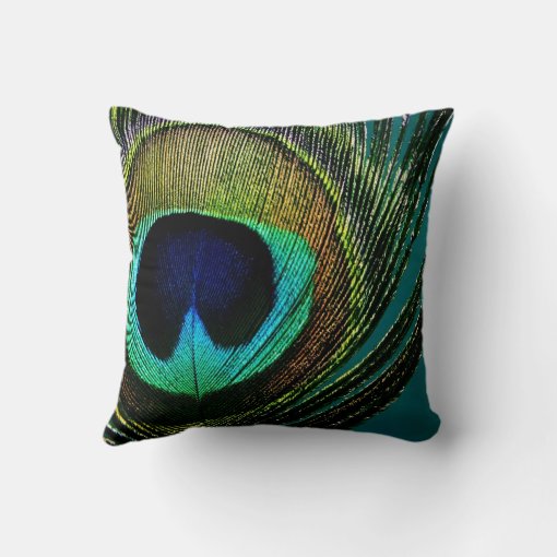 Boho Chic Peacock Feather Photography Modern Photo Throw Pillow | Zazzle