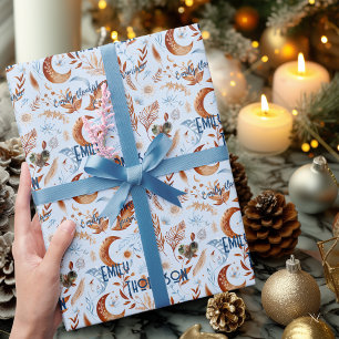 Boho Chic Personalized Wrapping Paper with Floral 