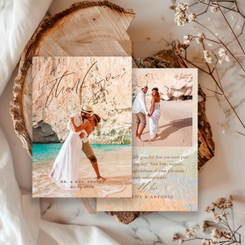 Boho Chic Photo Beach Destination Wedding Thank You Card